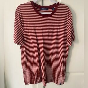 Scotch & Soda Maroon and Light Pink Striped Short Sleeve Tee